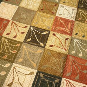 Contemporary American Hooked Rug — Multicolor Square with Special Details - detail view 4