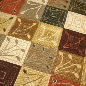 Contemporary American Hooked Rug — Multicolor Square with Special Details - detail view 5