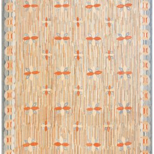 Contemporary American Hooked Rug — Multicolor Star Shape Pattern