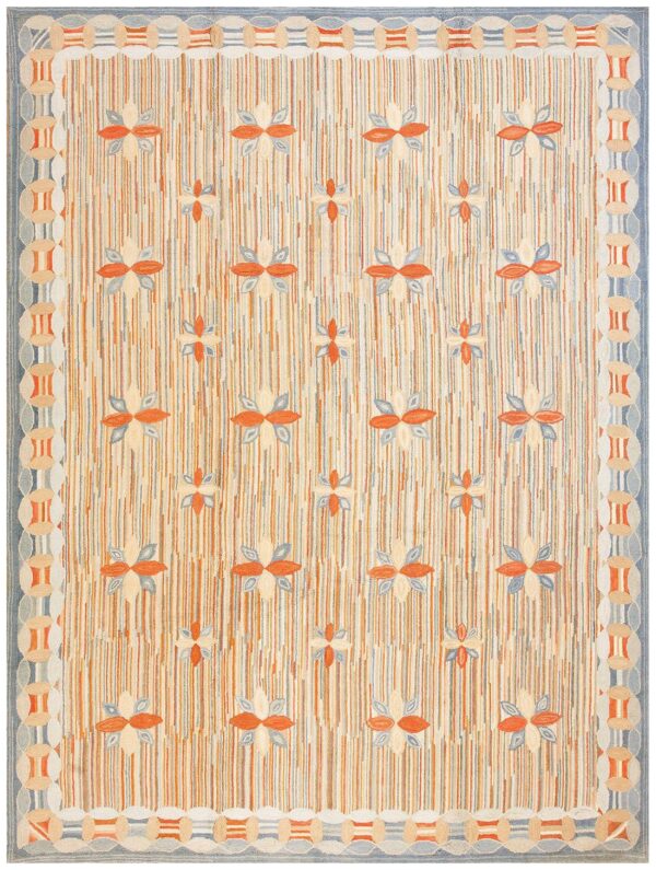 Contemporary american hooked rug — multicolor star shape pattern