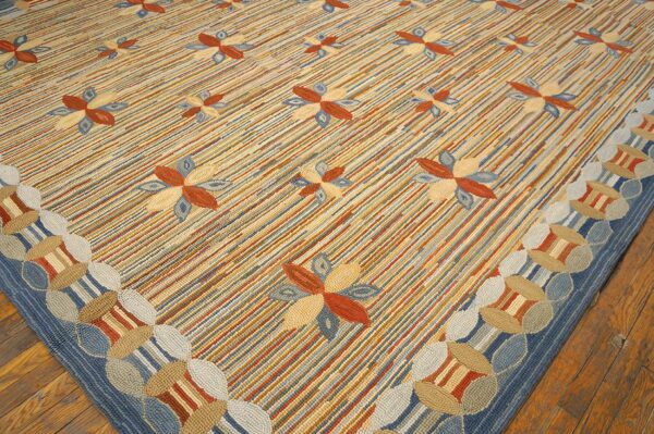 Contemporary american hooked rug — multicolor star shape pattern - detail view 2