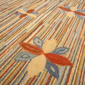 Contemporary American Hooked Rug — Multicolor Star Shape Pattern - detail view 3