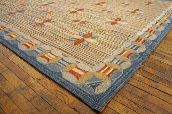 Contemporary american hooked rug — multicolor star shape pattern - detail view 5