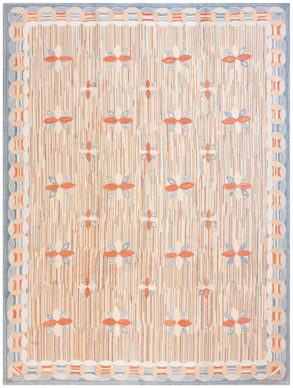 Contemporary american hooked rug — multicolor star shape pattern