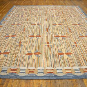 Contemporary American Hooked Rug — Multicolor Star Shape Pattern - detail view 1
