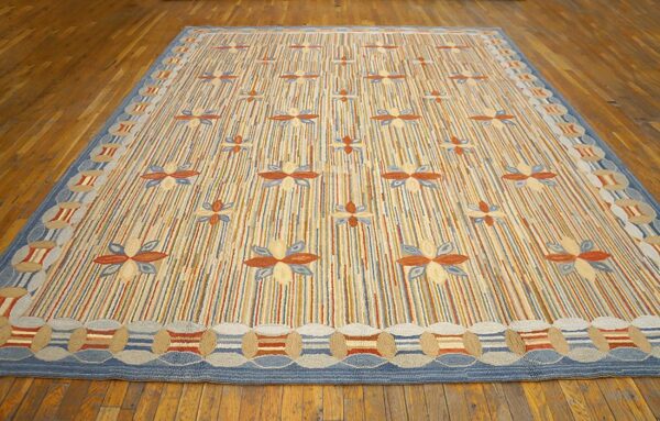 Contemporary american hooked rug — multicolor star shape pattern - detail view 1