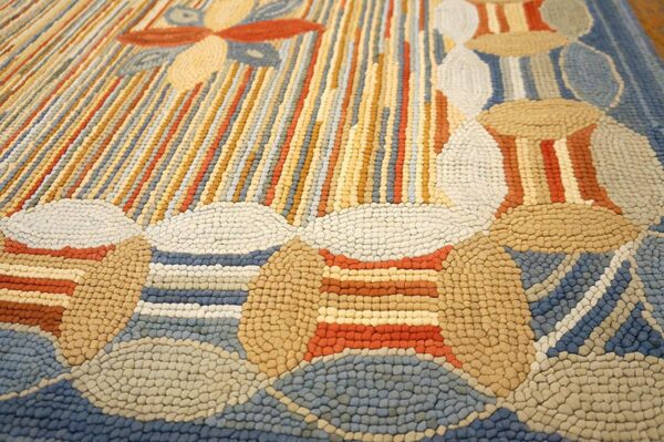 Contemporary american hooked rug — multicolor star shape pattern - detail view 2