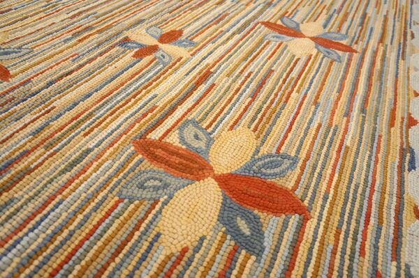 Contemporary american hooked rug — multicolor star shape pattern - detail view 4