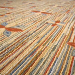 Contemporary American Hooked Rug — Multicolor Star Shape Pattern - detail view 5