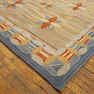 Contemporary American Hooked Rug — Multicolor Star Shape Pattern - detail view 6