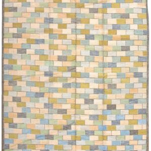 Contemporary American Hooked Rug — Multicolor Stripe Pattern