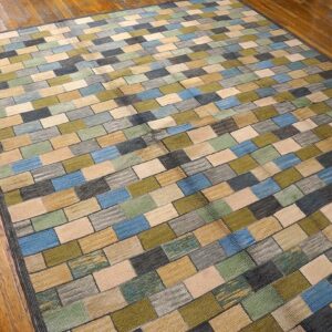Contemporary American Hooked Rug — Multicolor Stripe Pattern - detail view 2
