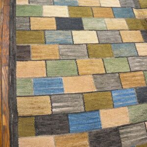 Contemporary American Hooked Rug — Multicolor Stripe Pattern - detail view 3