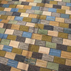 Contemporary American Hooked Rug — Multicolor Stripe Pattern - detail view 4
