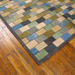 Contemporary American Hooked Rug — Multicolor Stripe Pattern - detail view 5