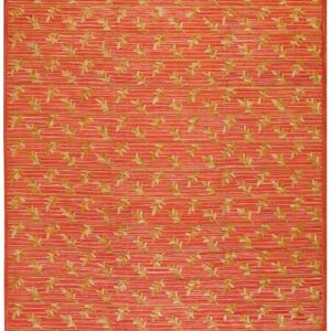 Contemporary American Hooked Rug — Orange Color, Special Design