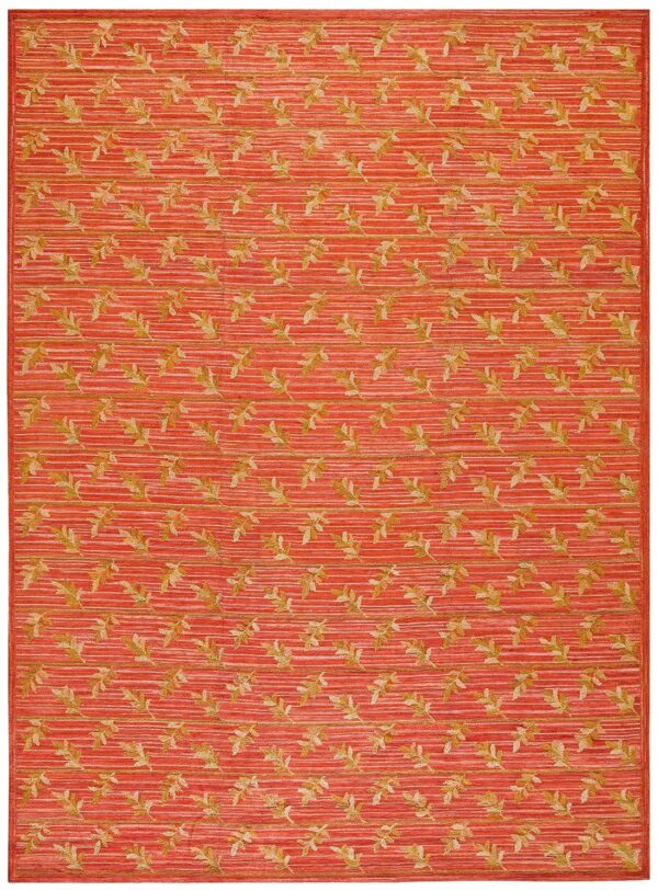 Contemporary american hooked rug — orange color, special design
