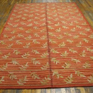 Contemporary American Hooked Rug — Orange Color, Special Design - detail view 1