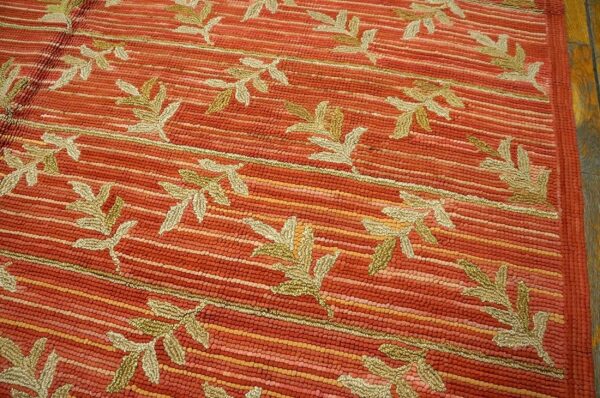 Contemporary american hooked rug — orange color, special design - detail view 2