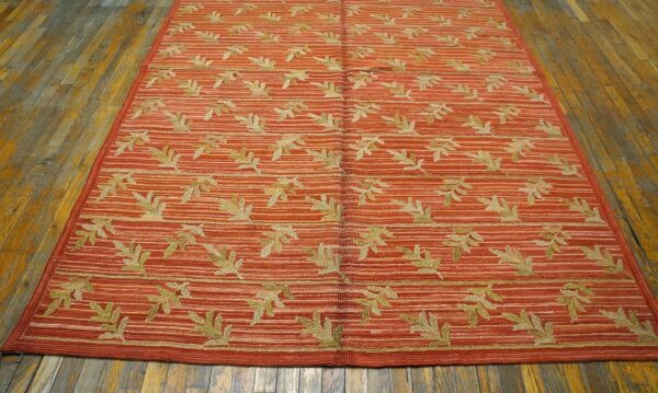 Contemporary american hooked rug — orange color, special design - detail view 3