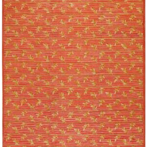 Contemporary American Hooked Rug — Orange Color, Special Design