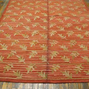 Contemporary American Hooked Rug — Orange Color, Special Design - detail view 1