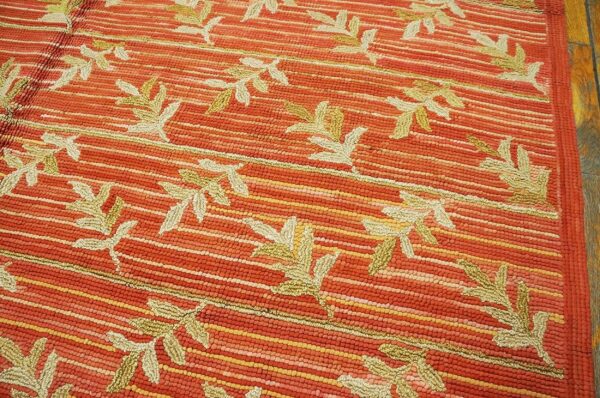 Contemporary american hooked rug — orange color, special design - detail view 3