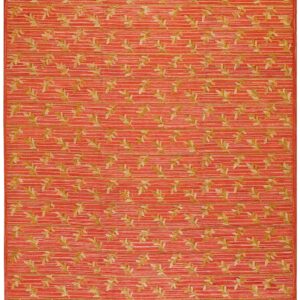 Contemporary American Hooked Rug — Orange Color, Special Design
