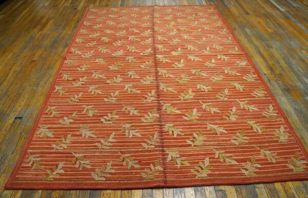 Contemporary american hooked rug — orange color, special design - detail view 1