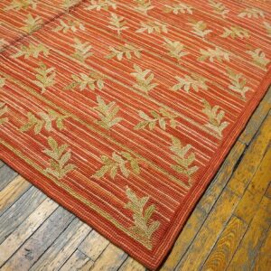 Contemporary American Hooked Rug — Orange Color, Special Design - detail view 4