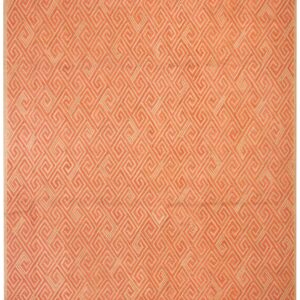 Contemporary American Hooked Rug — Orange Geometric Pattern