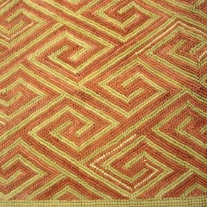 Contemporary American Hooked Rug — Orange Geometric Pattern - detail view 2