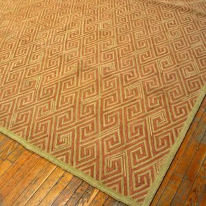 Contemporary American Hooked Rug — Orange Geometric Pattern - detail view 3