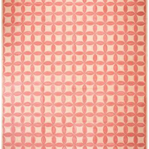 Contemporary American Hooked Rug — Red Circles Pattern