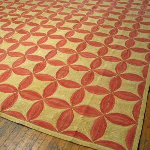 Contemporary American Hooked Rug — Red Circles Pattern - detail view 1
