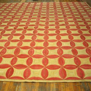 Contemporary American Hooked Rug — Red Circles Pattern - detail view 2