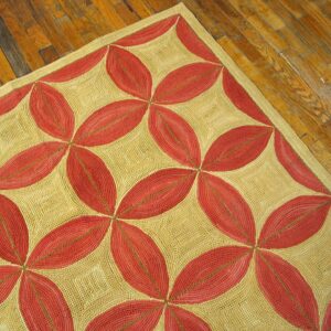 Contemporary American Hooked Rug — Red Circles Pattern - detail view 3