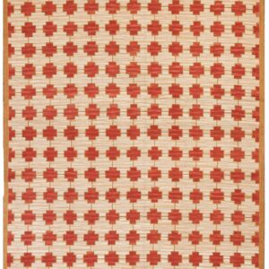 Contemporary American Hooked Rug 6'Ã—9' â€” Red & Cream Cross Pattern
