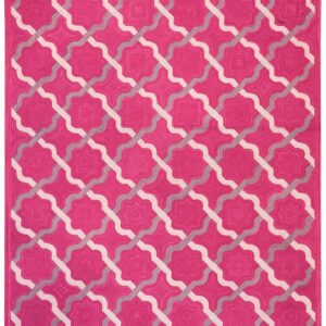 Contemporary American Hooked Rug 6'Ã—9' â€” Red & Raspberry Geometric