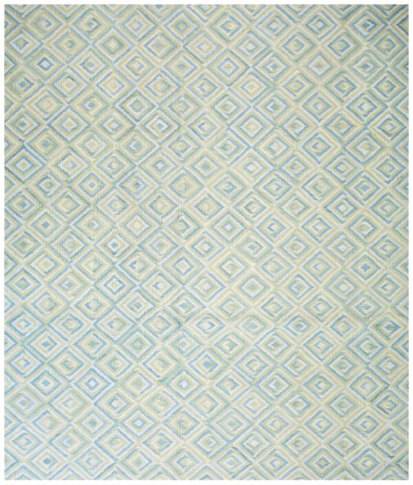 Contemporary american hooked rug — soft color diamond rag