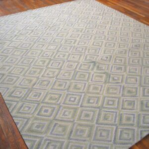 Contemporary American Hooked Rug — Soft Color Diamond Rag - detail view 2