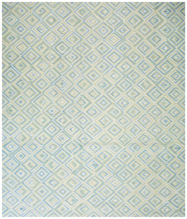 Contemporary american hooked rug — soft color diamond rag