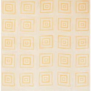Contemporary American Hooked Rug — Soft Yellow Square Pattern