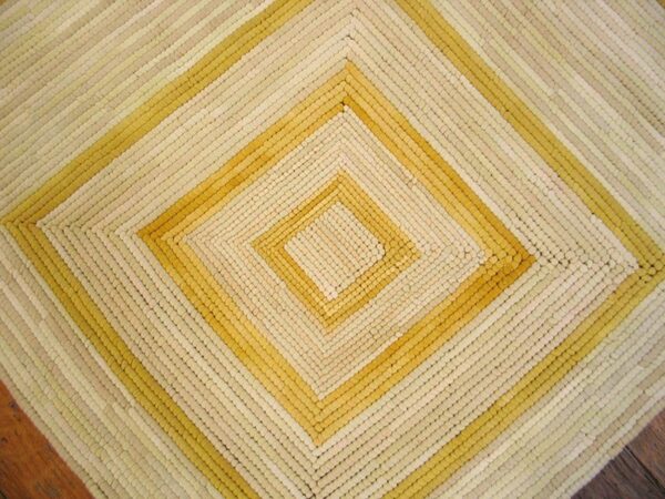 Contemporary american hooked rug — soft yellow square pattern - detail view 2