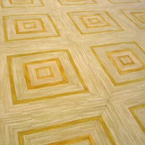 Contemporary American Hooked Rug — Soft Yellow Square Pattern - detail view 3