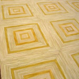 Contemporary American Hooked Rug — Soft Yellow Square Pattern - detail view 4