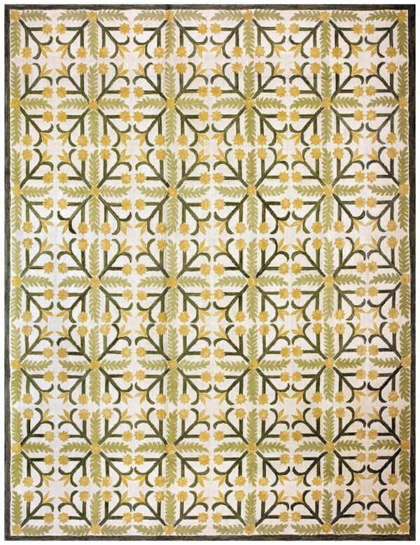 Contemporary american hooked rug — special geometric pattern, cotton wool