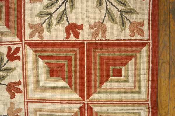 Contemporary american hooked rug — special modern design 7 Contemporary american hooked rug — special modern design - detail view 6