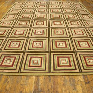 Contemporary American Hooked Rug â€” Spectacular Beige, Modern Design - detail view 1