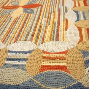 Contemporary American Hooked Rug â€” Surprising Bright Color Combination - detail view 5